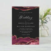 élégant faire-part de mariage or bordeaux (Debout devant)
