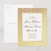 Élégant Faire-Part de Mariage Or et Blanc (Devant / Derrière)