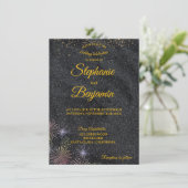 Élégant Faire-part de mariage or et noir (Debout devant)