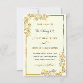 Élégant Faire-part de mariage or Feuilles d'or (Devant)