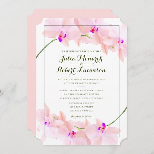 Elégant Faire-part de mariage orchidée (Devant / Derrière)