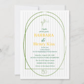 Élégant Faire-part de mariage ovale vert (Devant)