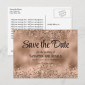 Élégant Faire-Part de Mariage Paillettes et Feuill (Devant / Derrière)