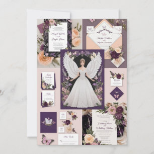 Élégant Faire-part de mariage papillon Purp flor