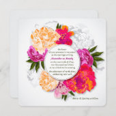 Élégant Faire-part de mariage Peonies (Devant / Derrière)