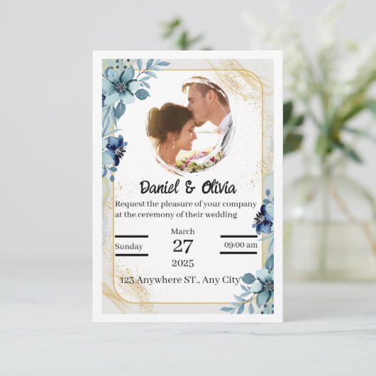 Élégant Faire-part de mariage personnalisable | Mo (Debout devant)