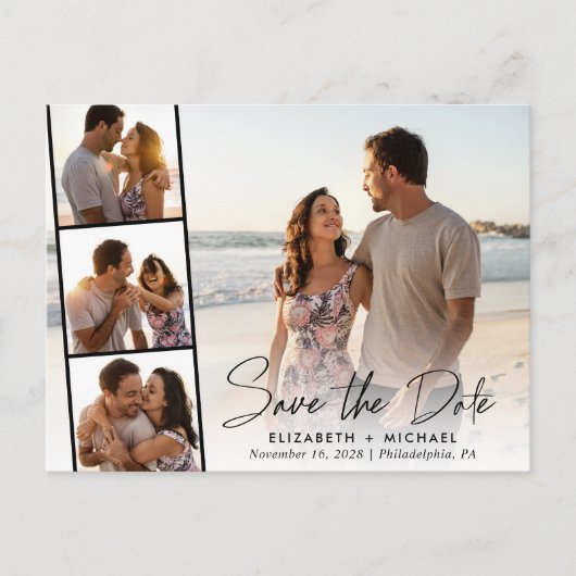 Élégant faire-part de mariage photo à l'écriture m (Devant)