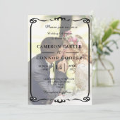 Élégant Faire-part de mariage photo blanc et noir (Debout devant)