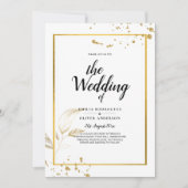 Elégant Faire-part de mariage photo blanc & or (Devant)