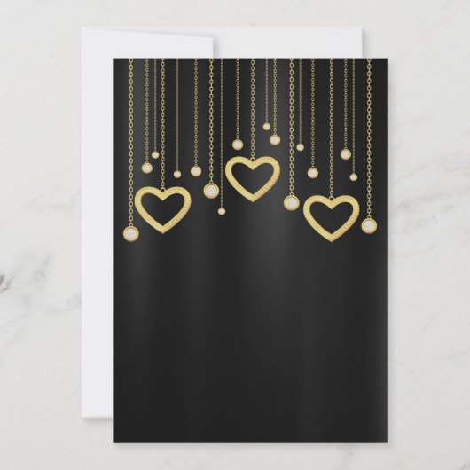 Élégant Faire-Part de Mariage Photo Cœur Or et Noi (Dos)