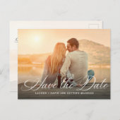 Élégant faire-part de mariage photo écriture blanc (Devant / Derrière)