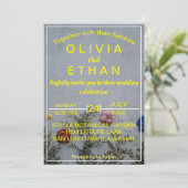 Elégant Faire-part de mariage photo floral or (Debout devant)