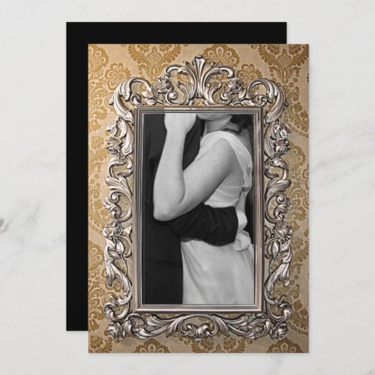 Elégant Faire-part de mariage photo Gold Frame (Devant / Derrière)