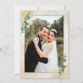 Élégant Faire-part de mariage photo Green & Gold (Devant)