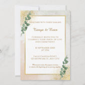 Élégant Faire-part de mariage photo Green & Gold (Dos)