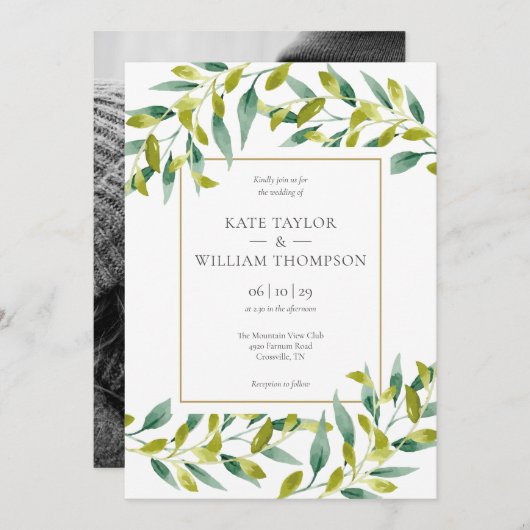 Élégant Faire-part de mariage photo moderne de ver (Devant / Derrière)