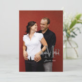 Élégant Faire-part de mariage photo Monogramme Pré (Debout devant)