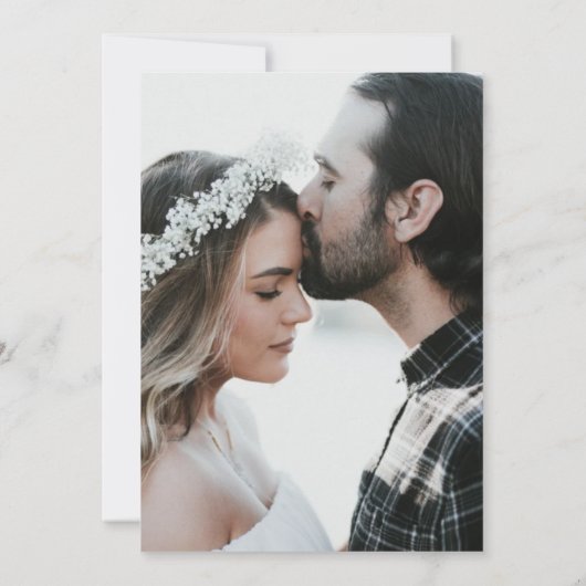 Élégant Faire-part de mariage photo noir et blanc (Dos)