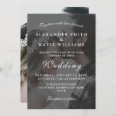 Élégant Faire-part de mariage photo noir et blanc (Devant / Derrière)