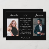 Élégant Faire-part de mariage photo noir et blanc (Devant / Derrière)