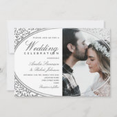 Élégant Faire-part de mariage photo noir et blanc (Devant)