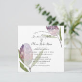 Élégant Faire-part de mariage pourpre de Protea Fl (Debout devant)
