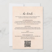 Élégant faire-part de mariage QR Code Rose pêche c (Dos)
