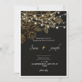 Élégant Faire-part de mariage romantique noir et o (Devant)