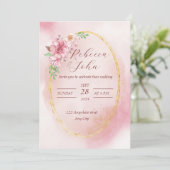 Élégant faire-part de mariage rose (Debout devant)