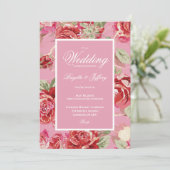 Élégant faire-part de mariage rose (Debout devant)