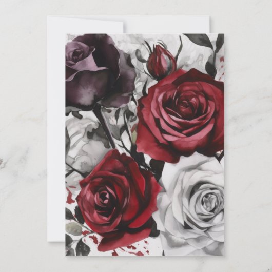 Élégant Faire-part de mariage Rose avec Roses Blan (Dos)