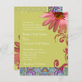 Élégant Faire-part de mariage rose ConeFlower Pais (Devant / Derrière)