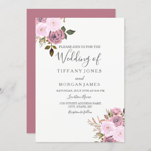 Élégant Faire-part de mariage rose et or Rose