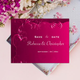 Élégant Faire-Part de mariage Rose Fuchsia à conse