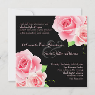 Élégant Faire-part de mariage rose [noir]