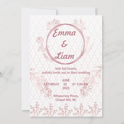 Élégant Faire-part de mariage Rose or - Minimalist (Devant)