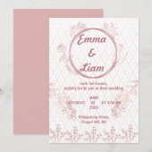 Élégant Faire-part de mariage Rose or - Minimalist (Devant / Derrière)