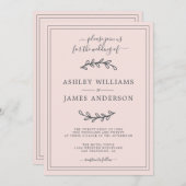 Élégant Faire-part de mariage rose Pastel (Devant / Derrière)