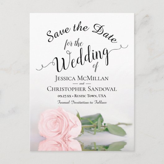 Élégant Faire-part de mariage Rose rose pâle (Devant)