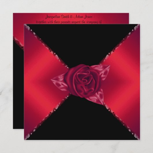 ÉLÉGANT FAIRE-PART DE MARIAGE ROSE ROUGE (Devant / Derrière)