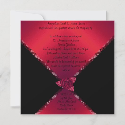 ÉLÉGANT FAIRE-PART DE MARIAGE ROSE ROUGE (Dos)