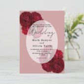 Élégant Faire-part de mariage Rose Rouge - Romanti (Debout devant)