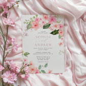 Élégant Faire-part de mariage rose Sakura Flowers
