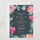 Élégant faire-part de mariage rose vif (Devant)