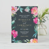 Élégant faire-part de mariage rose vif (Debout devant)