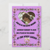 Élégant faire-part de mariage rose violet (Dos)