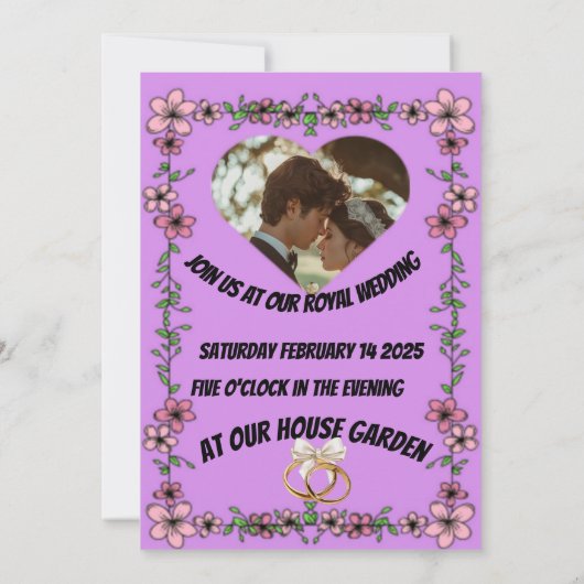 Élégant faire-part de mariage rose violet (Dos)