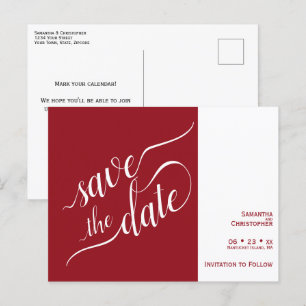 Élégant faire-part de mariage rouge en calligraphi