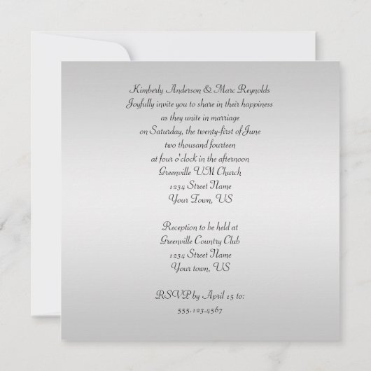 Elégant Faire-part de mariage rouge et argent (Dos)