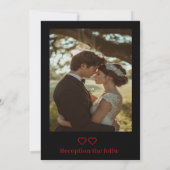 Élégant faire-part de mariage rouge et noir (Dos)